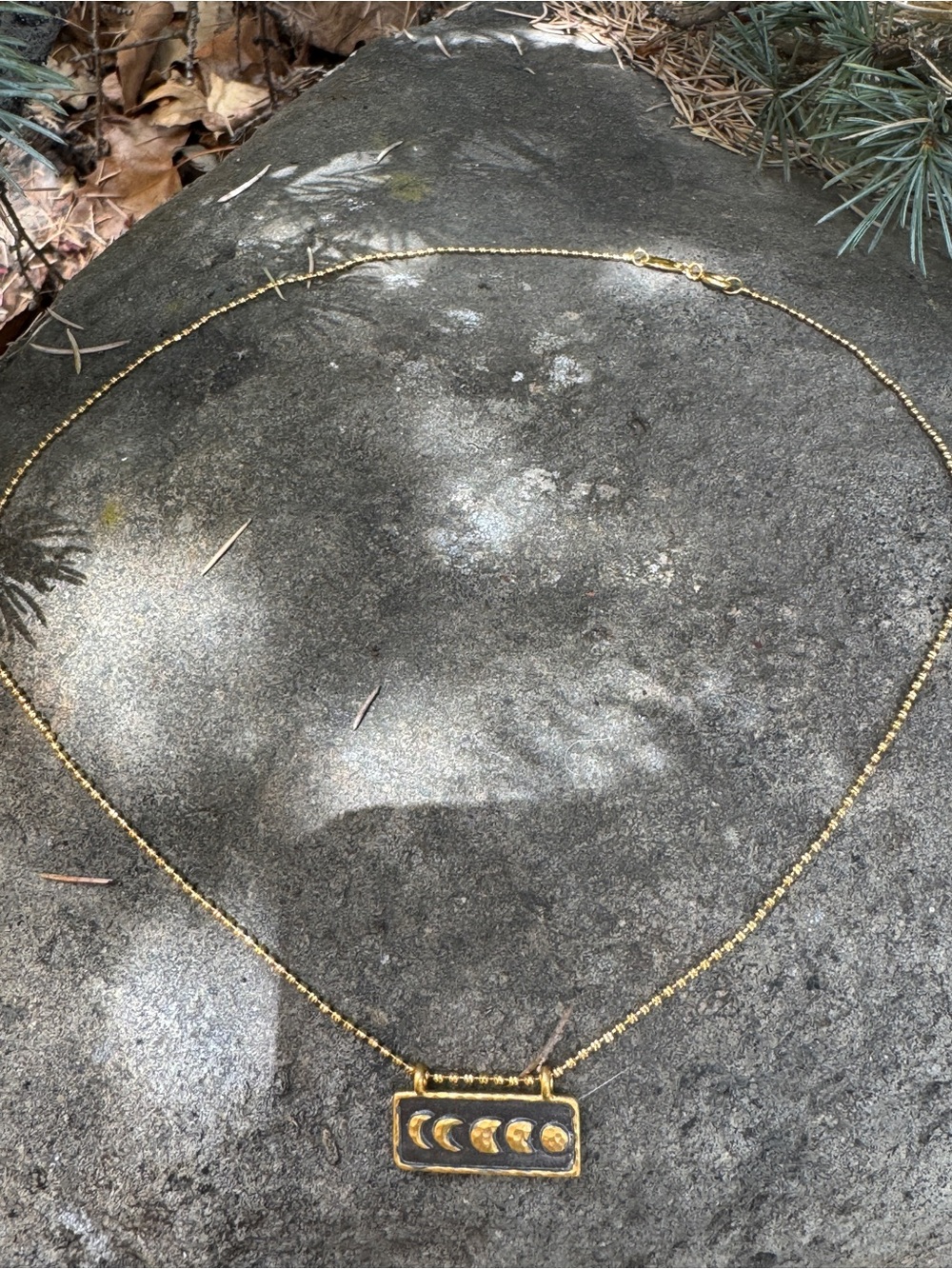 Sundance Gold plated Moon Phase Bar Pendant Necklace